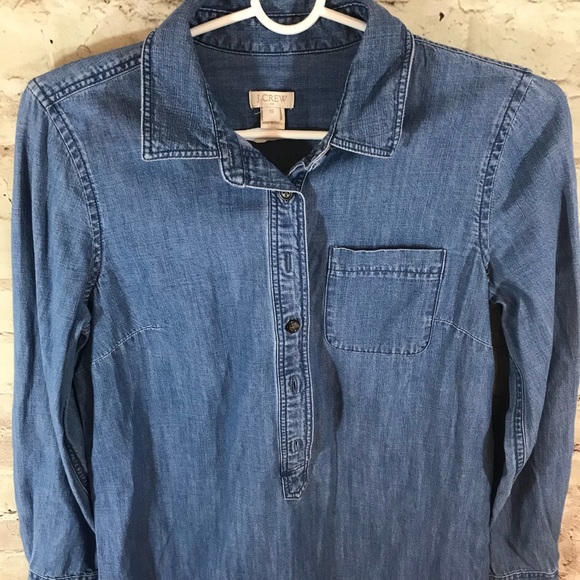 J. Crew Chambray Shirtdress Long Sleeve Denim - Picture 3 of 6